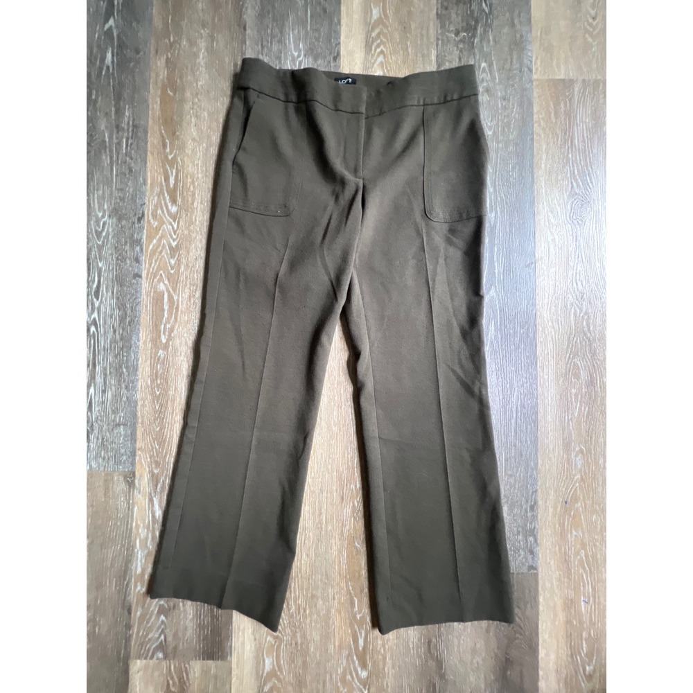 Loft Marisa Trouser Women 8 Olive‎ Green Straight Leg Front Pocket Office Career